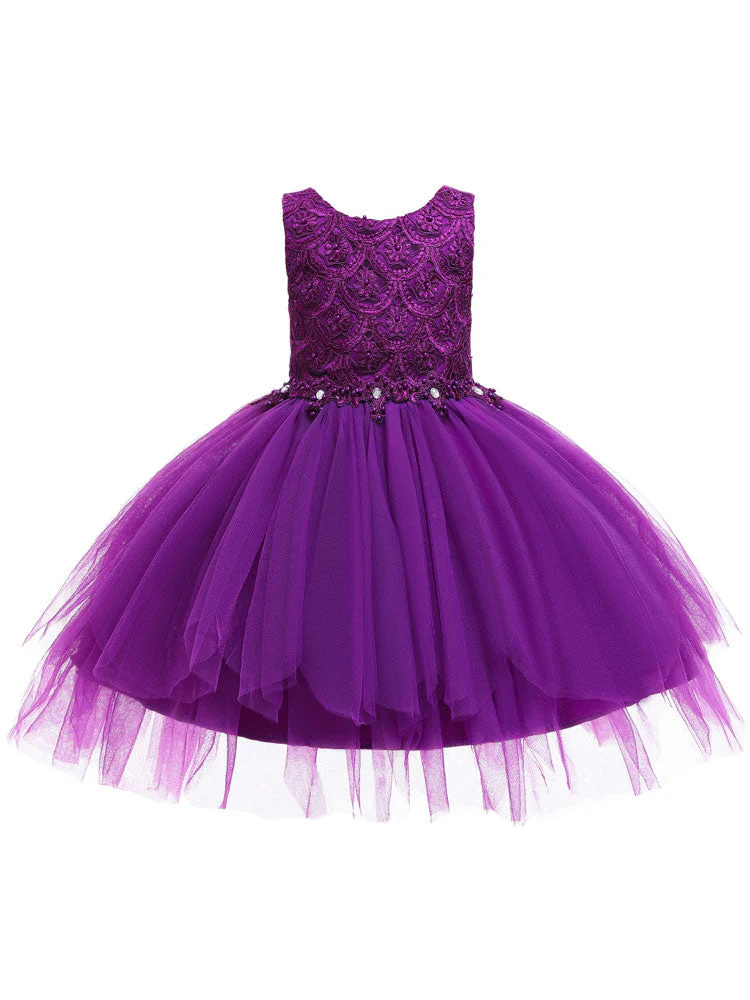 Jewel Neck Sleeveless Bows Formal Kids Pageant flower girl dresses - Image 9