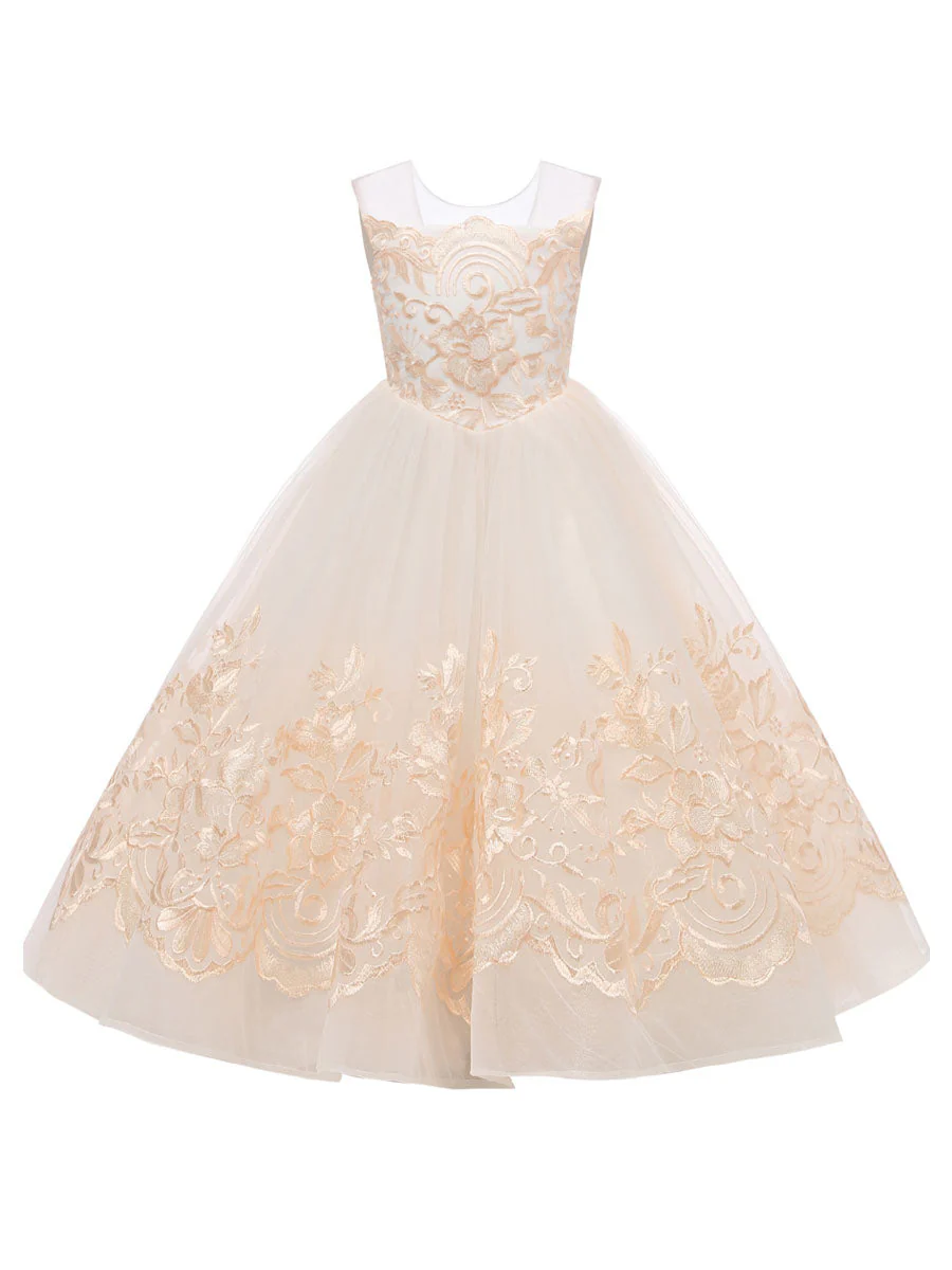 Jewel Neck Sleeveless Bows Kids Social flower girl dress - Image 3
