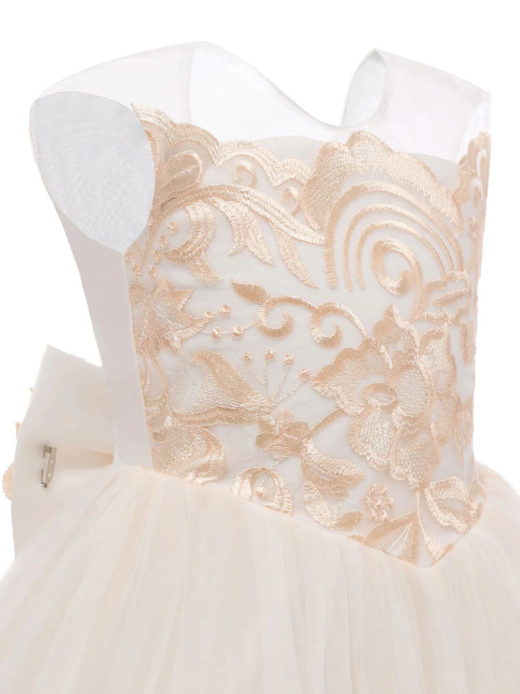 Jewel Neck Sleeveless Bows Kids Social flower girl dress - Image 6