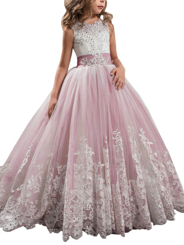 Jewel Neck Sleeveless Studded Formal flower girl dress - Image 11