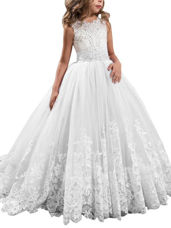 Jewel Neck Sleeveless Studded Formal flower girl dress - Image 13