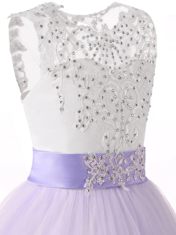 Jewel Neck Sleeveless Studded Formal flower girl dress - Image 18