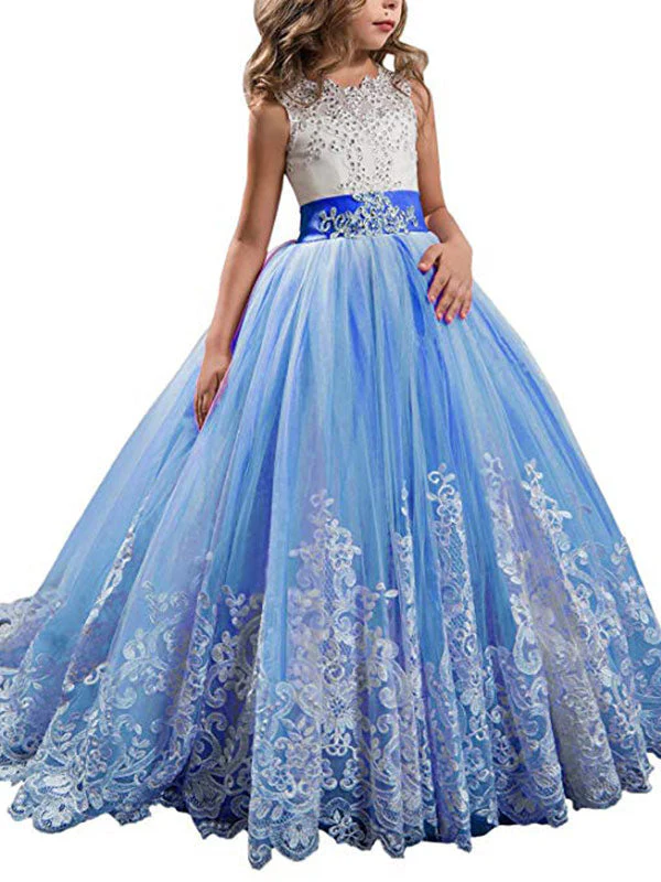 Jewel Neck Sleeveless Studded Formal flower girl dress - Image 4