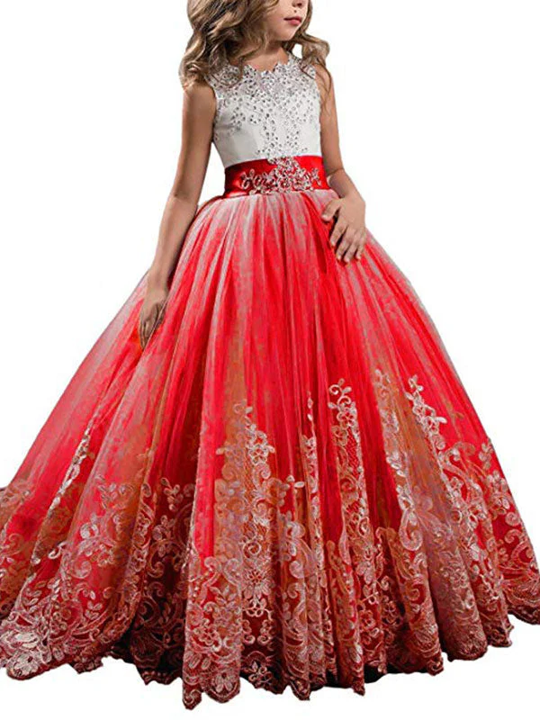 Jewel Neck Sleeveless Studded Formal flower girl dress - Image 5
