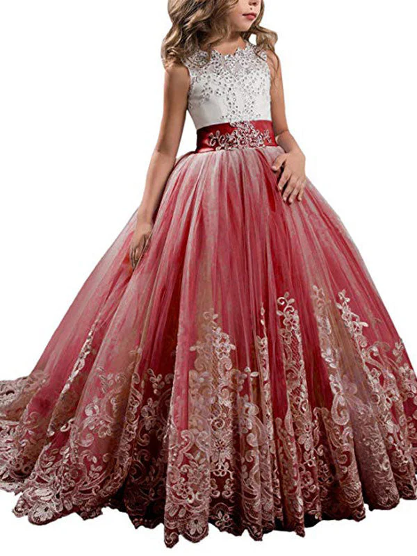 Jewel Neck Sleeveless Studded Formal flower girl dress - Image 7