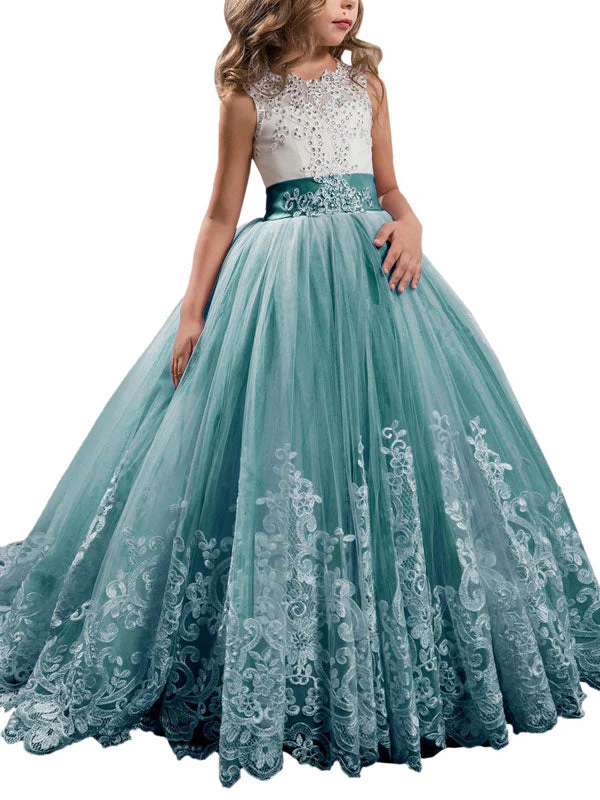 Jewel Neck Sleeveless Studded Formal flower girl dress - Image 8