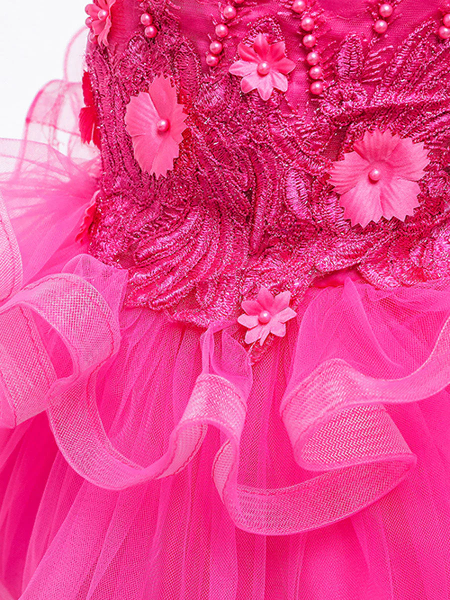 Jewel Neck Tulle Sleeveless Short Princess Beaded Kids Party Dresses - Image 7