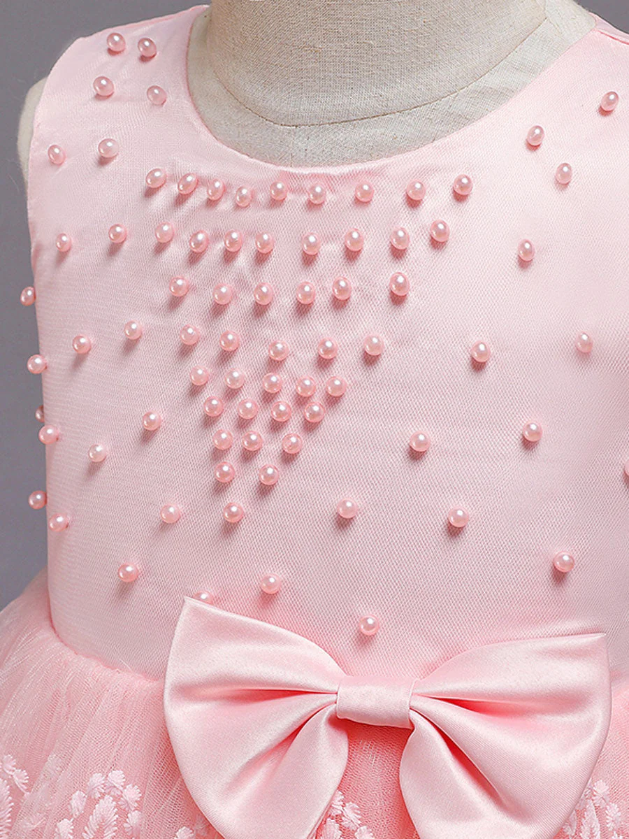 Jewel Neck Tulle Sleeveless Short Princess Bows Formal Kids Pageant flower girl dresses - Image 6