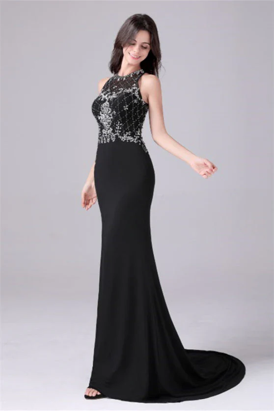 Jewel sleeveless floor length paillette high slit mermaid mother's dress - Image 6