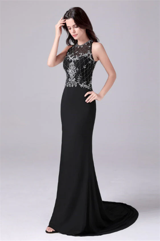 Jewel sleeveless floor length paillette high slit mermaid mother's dress - Image 7