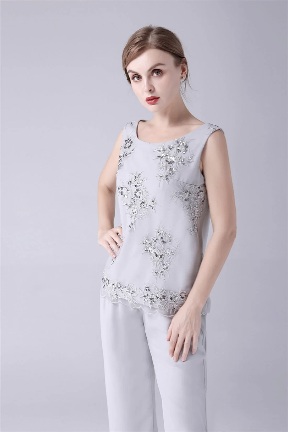 Jewel Strap Lace Sleeveless Casual mother's dress - Image 3