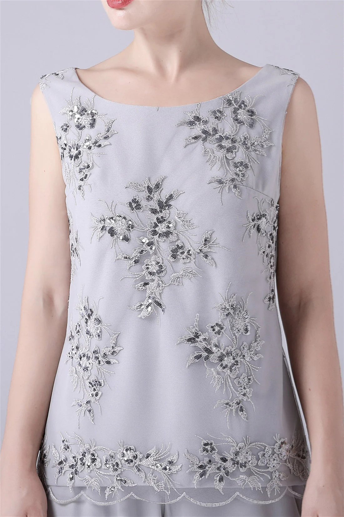 Jewel Strap Lace Sleeveless Casual mother's dress - Image 4