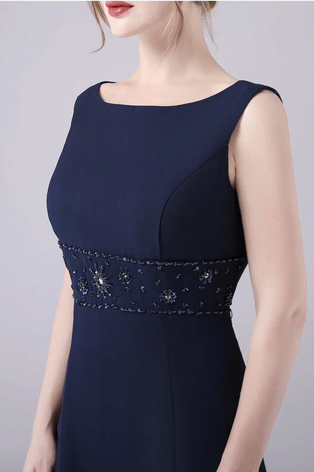 Jewel Strap Short sleeves Ankle-length Mermaid Vintage mother's dress - Image 5