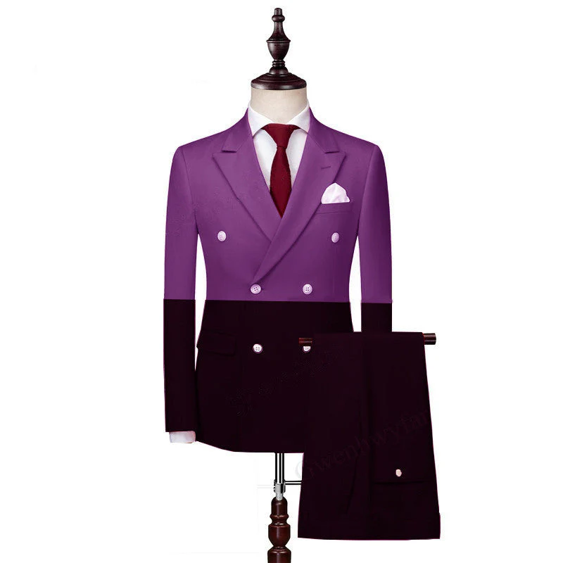 Modern Double Breasted Peaked Lapel Men's Prom Suits - Image 2