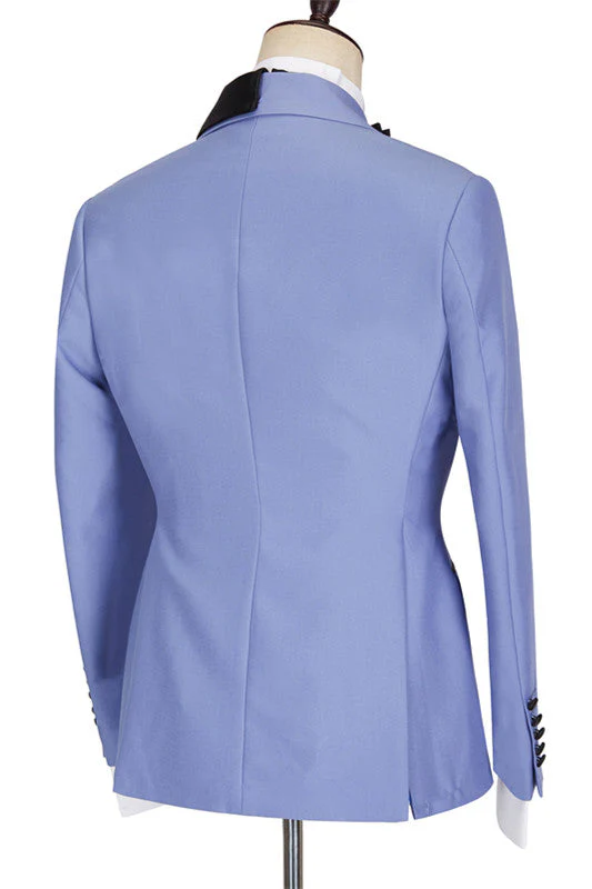 Blue Peaked Lapel Slim Fit Bespoke Men Suits - Image 2