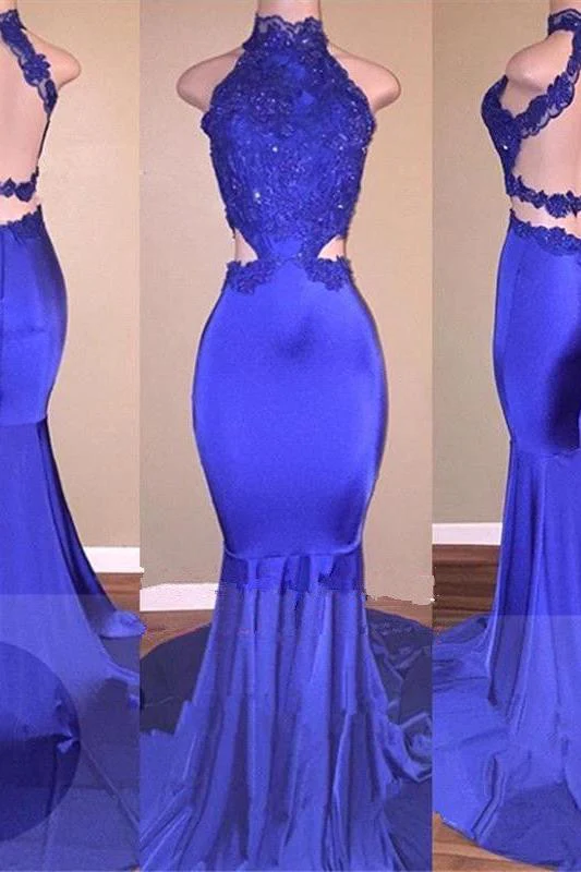Lace Appliques Mermaid Evening Gowns Prom Party Gowns - Image 2