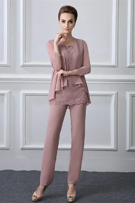 Lace chiffon  sleeveless bateau modest mother's dress - Image 2