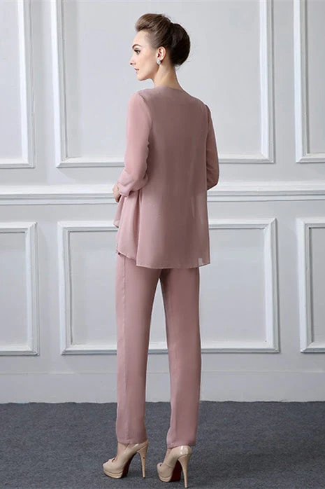 Lace chiffon  sleeveless bateau modest mother's dress - Image 3
