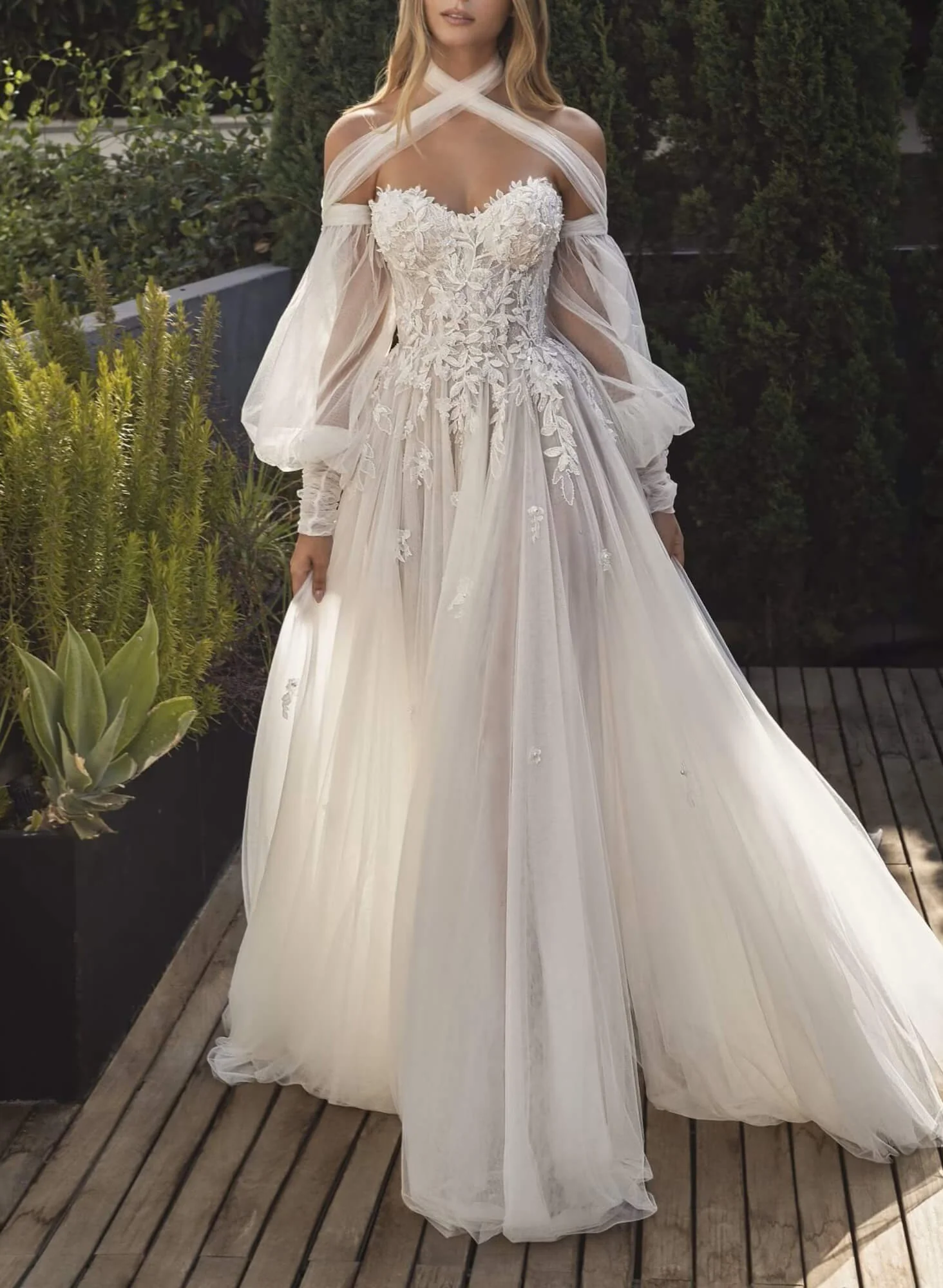 Lace Elegant Sweetheart Wedding Dresses Long Sleeves - Image 2