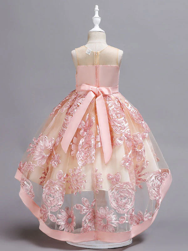 Lace High Low Kids Formal Asymmetrical Little Girls Social Party Dress - Image 3