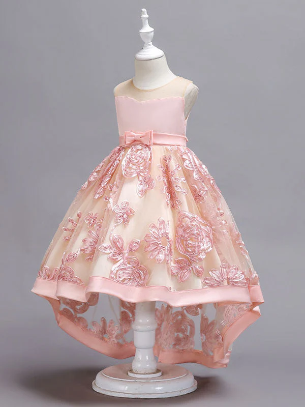 Lace High Low Kids Formal Asymmetrical Little Girls Social Party Dress - Image 4