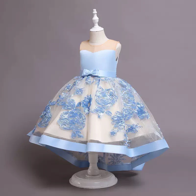 Lace High Low Kids Formal Asymmetrical Little Girls Social Party Dress - Image 8