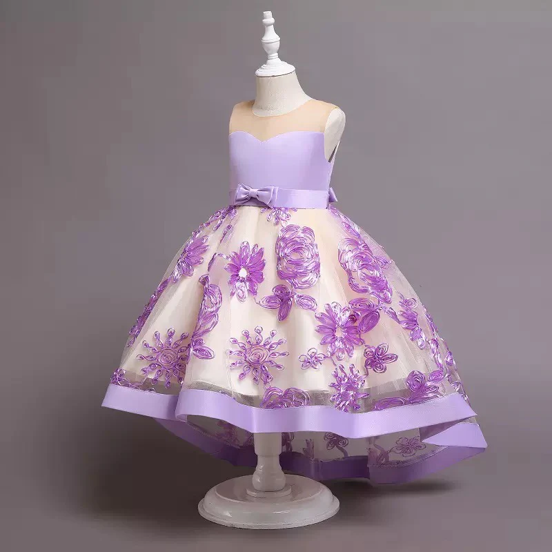 Lace High Low Kids Formal Asymmetrical Little Girls Social Party Dress - Image 9