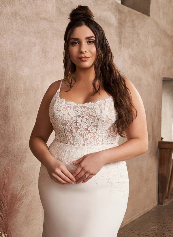 Lace Mermaid Fitted Wedding Dresses Open Back for Plus Size Women - Image 3
