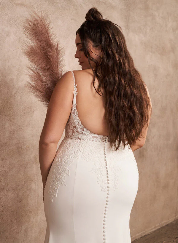 Lace Mermaid Fitted Wedding Dresses Open Back for Plus Size Women - Image 4