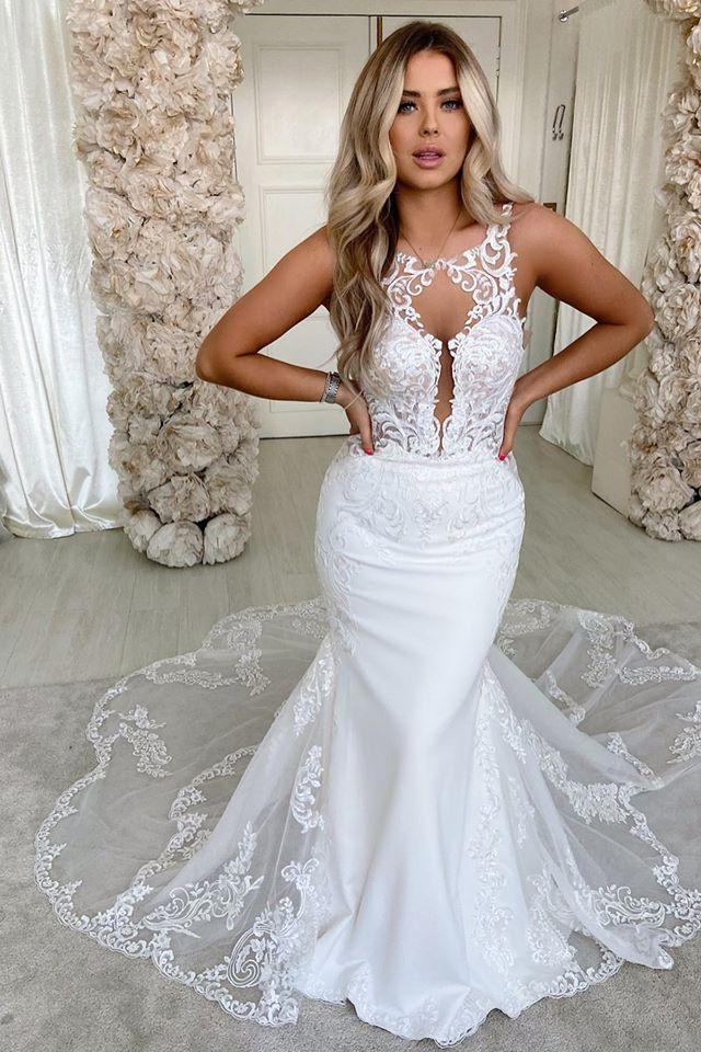 Lace Straps Mermaid Wedding Dresses Bandage Appliques Bridal Gowns - Image 2