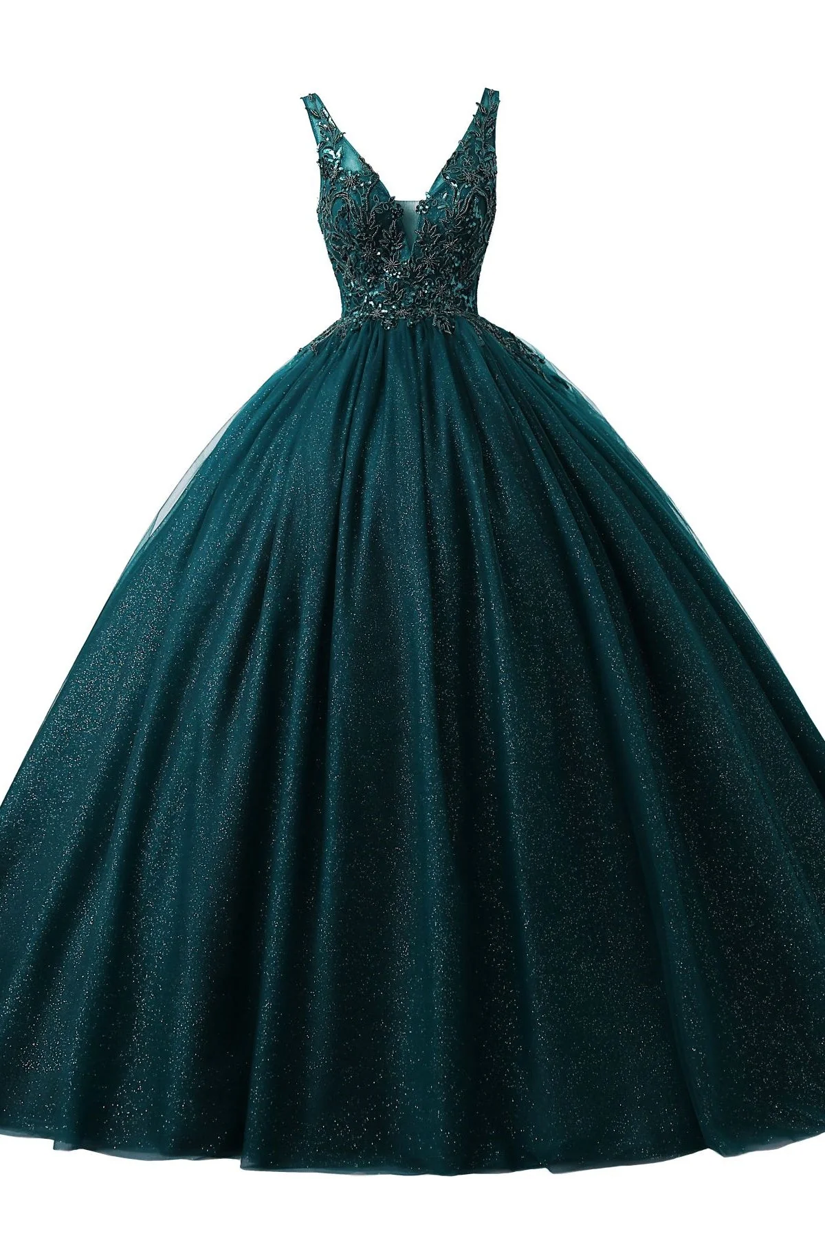 Lace-Up Sleeveless Sequins V-Neck Ball Gown Evening Dress - Image 7