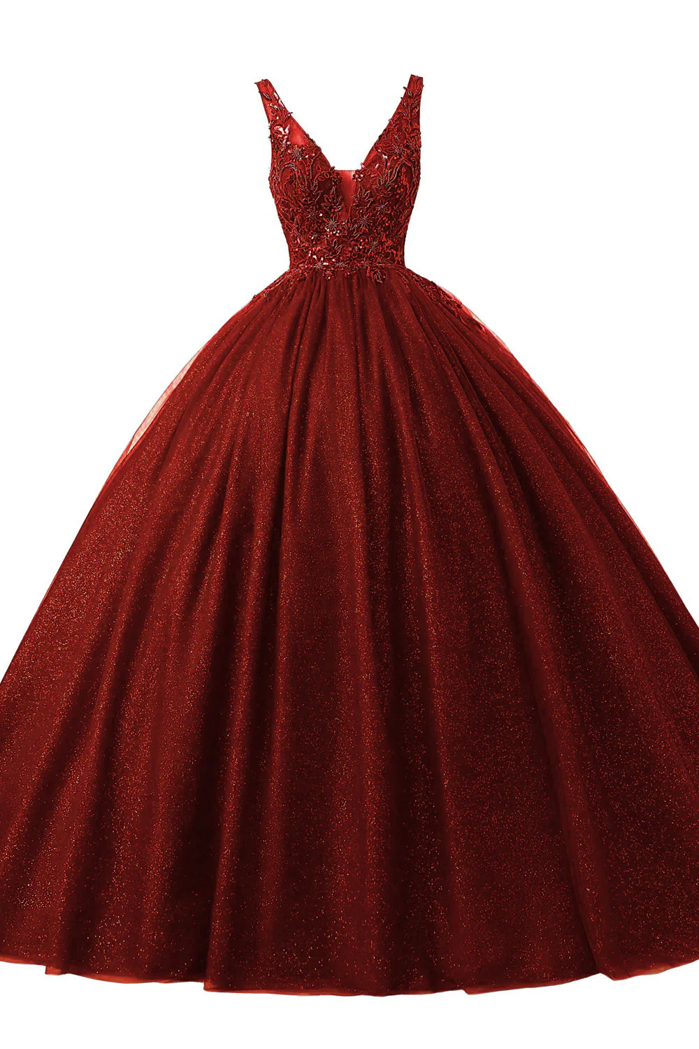 Lace-Up Sleeveless Sequins V-Neck Ball Gown Evening Dress - Image 8