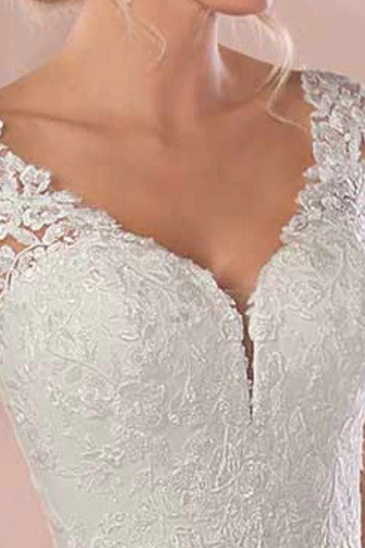 Lace Wedding Dresses Chiffon Chic V-Neck A-line Long Sleeve Lace Applique Beach Wedding Bridal Dress With Train Free Customization - Image 5