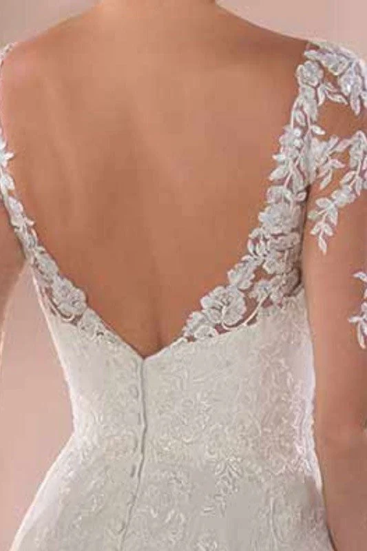 Lace Wedding Dresses Chiffon Chic V-Neck A-line Long Sleeve Lace Applique Beach Wedding Bridal Dress With Train Free Customization - Image 6