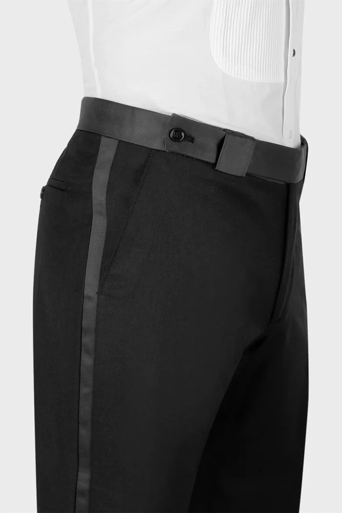 Lapel Sparkling Black Men's Suit with Ribbon Belt - Image 4