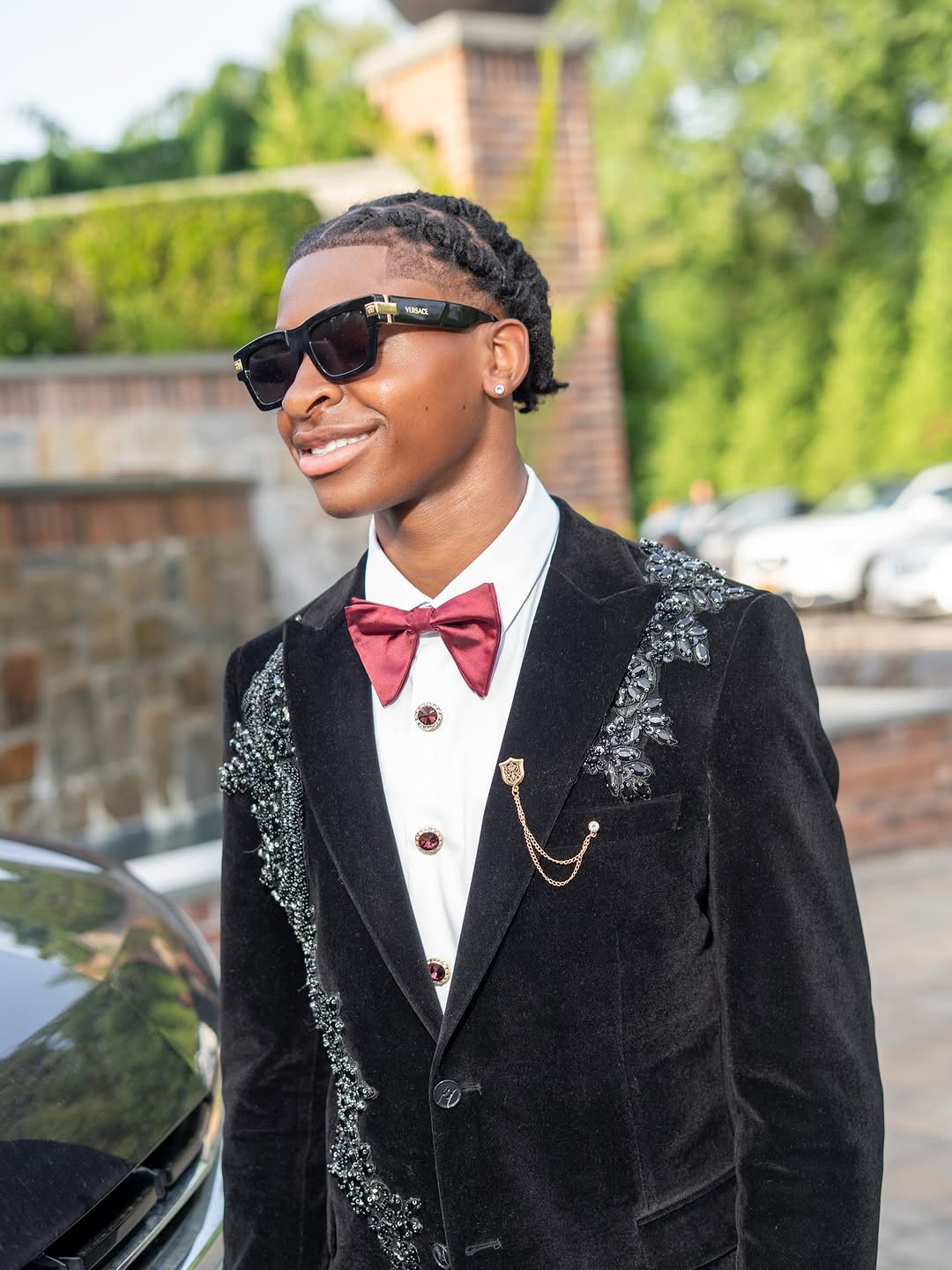 Latest Black 2 Pieces One Button Prom Men Suit Shawl Collar With Beads - Image 3