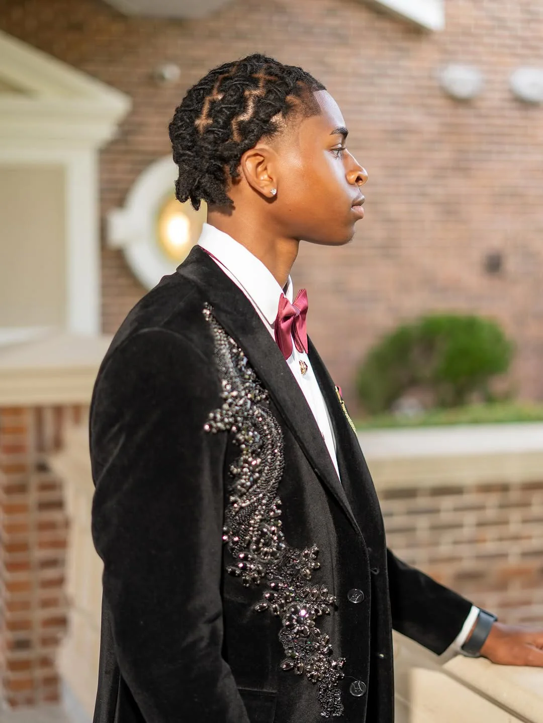 Latest Black 2 Pieces One Button Prom Men Suit Shawl Collar With Beads - Image 7