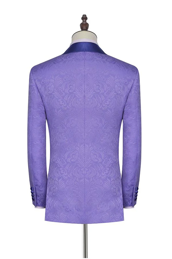 Lavender Jacquard Silk Shawl Lapel Bespoke Prom Suits - Image 2