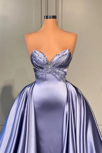 Lavender Long Glitter Sleeveless Prom Dress With Beads A-line - Image 2
