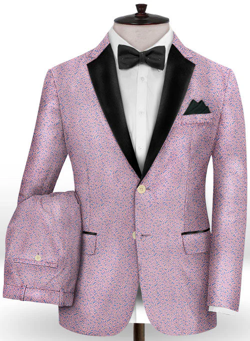 Lavender Slim Fit Prom Outfits Men Suits Designer Two Pieces Jacquard - Image 2