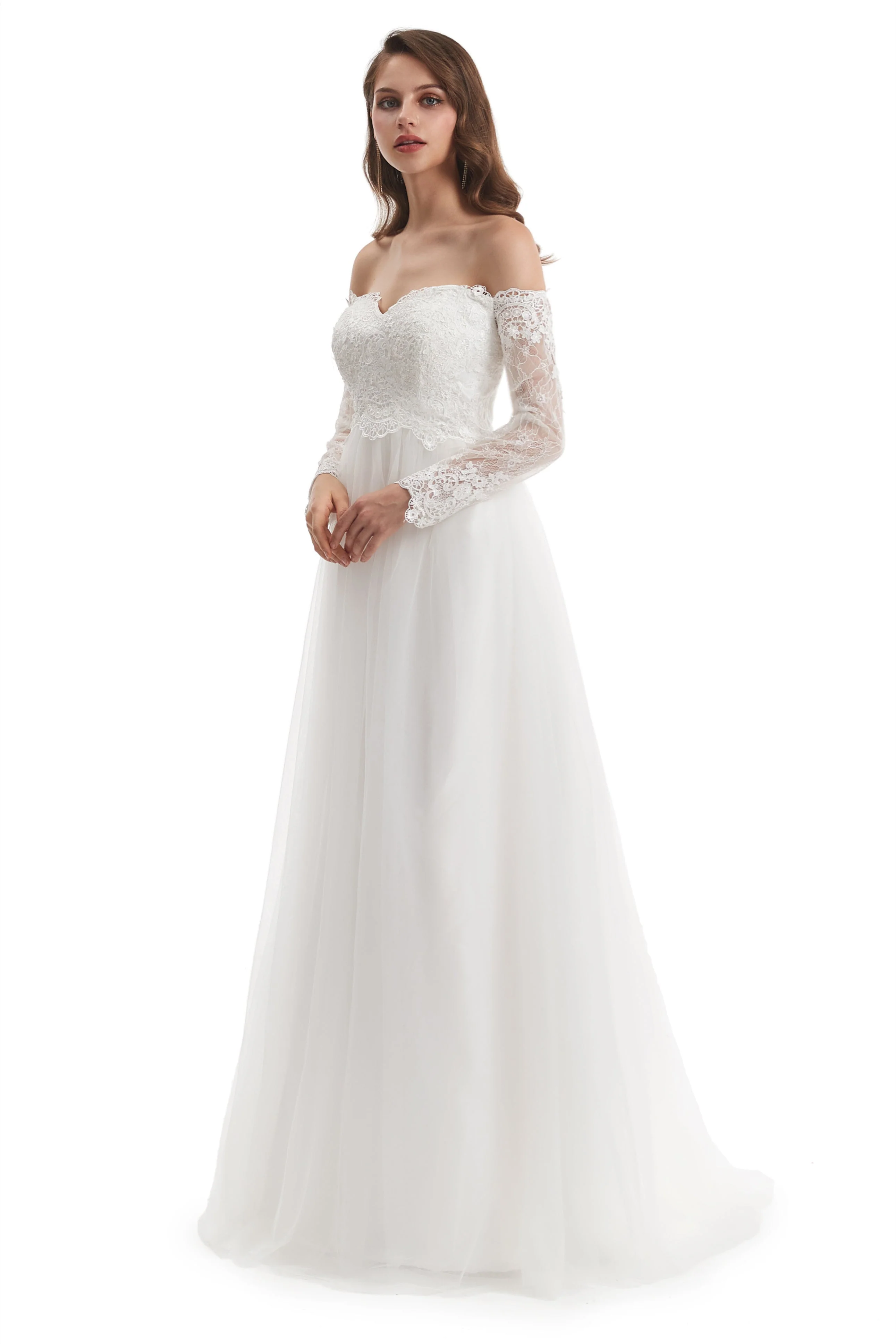Long Mermaid Sweetheart Strapless Long Sleeve Open Back Appliques Lace Wedding Dress - Image 4
