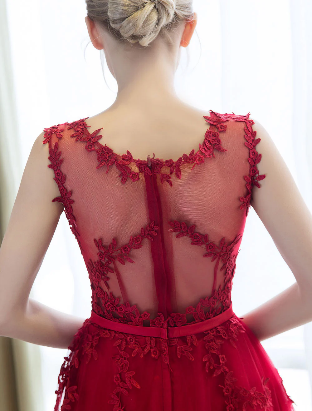 Glamorous Long Evening Dresses Lace Cameo Pink Party Dress A Line Applique Tulle Maxi Formal Dress - Image 6