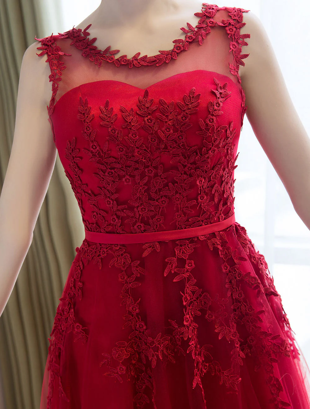 Glamorous Long Evening Dresses Lace Cameo Pink Party Dress A Line Applique Tulle Maxi Formal Dress - Image 9