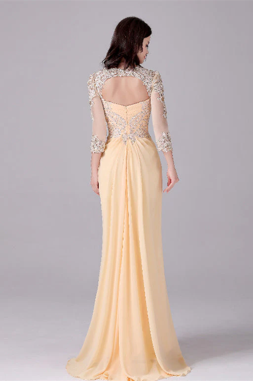 Long sleeves ankle-length sweetheart backless mermaid mother's dress - Image 2