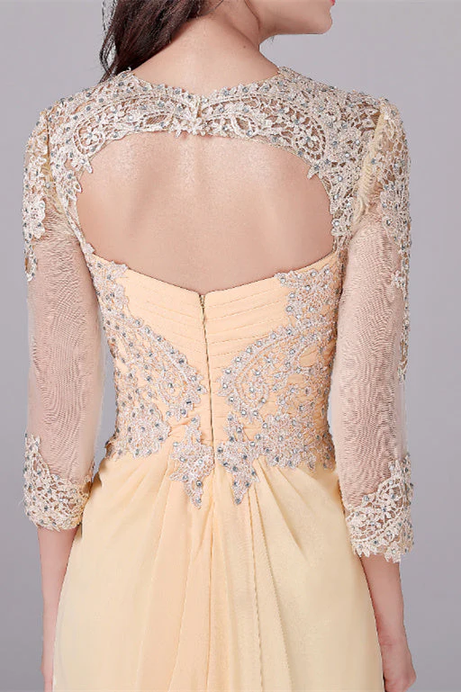Long sleeves ankle-length sweetheart backless mermaid mother's dress - Image 3