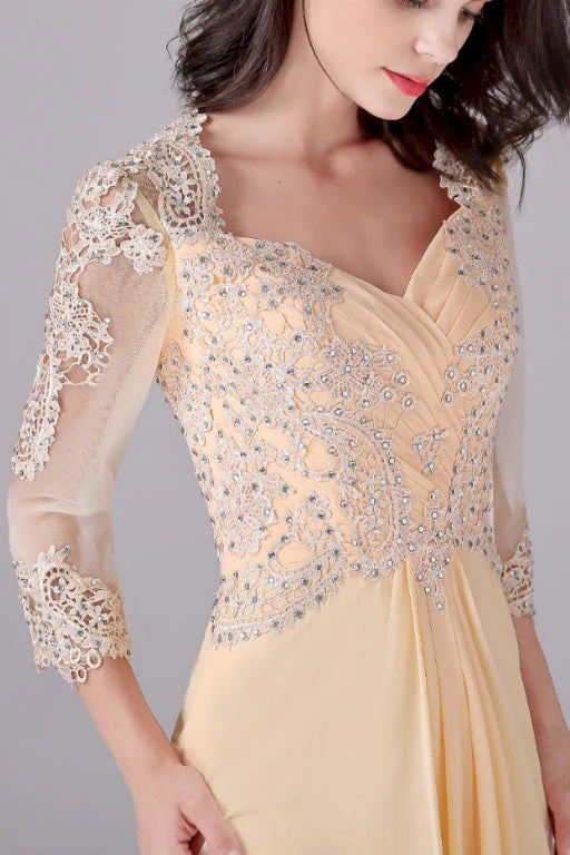 Long sleeves ankle-length sweetheart backless mermaid mother's dress - Image 4