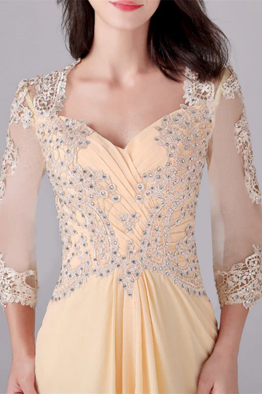 Long sleeves ankle-length sweetheart backless mermaid mother's dress - Image 5