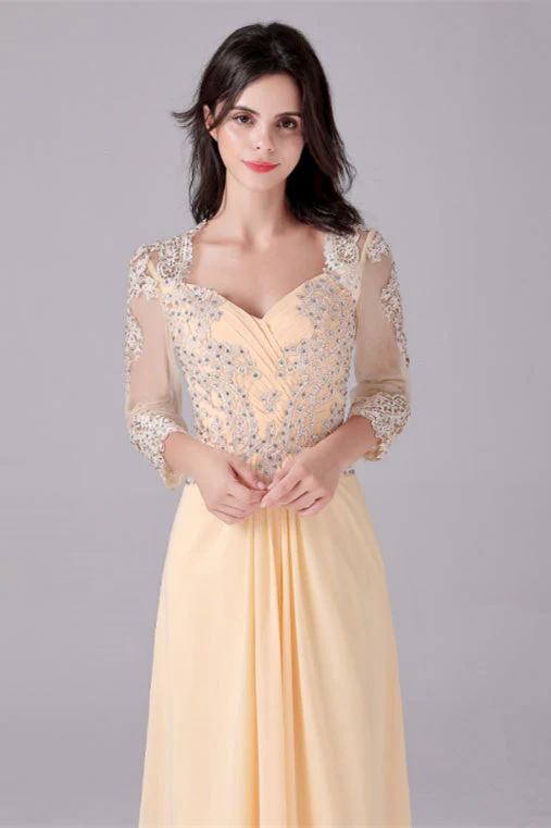Long sleeves ankle-length sweetheart backless mermaid mother's dress - Image 6