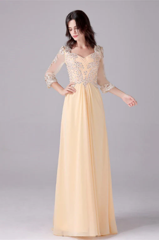 Long sleeves ankle-length sweetheart backless mermaid mother's dress - Image 7