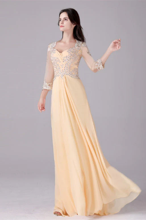Long sleeves ankle-length sweetheart backless mermaid mother's dress - Image 9